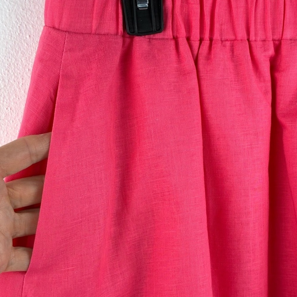 NWT Crown & Ivy Skirt Coral Pink Linen Blend Eyelet Hem Pockets Skirt 8 - Picture 4 of 9